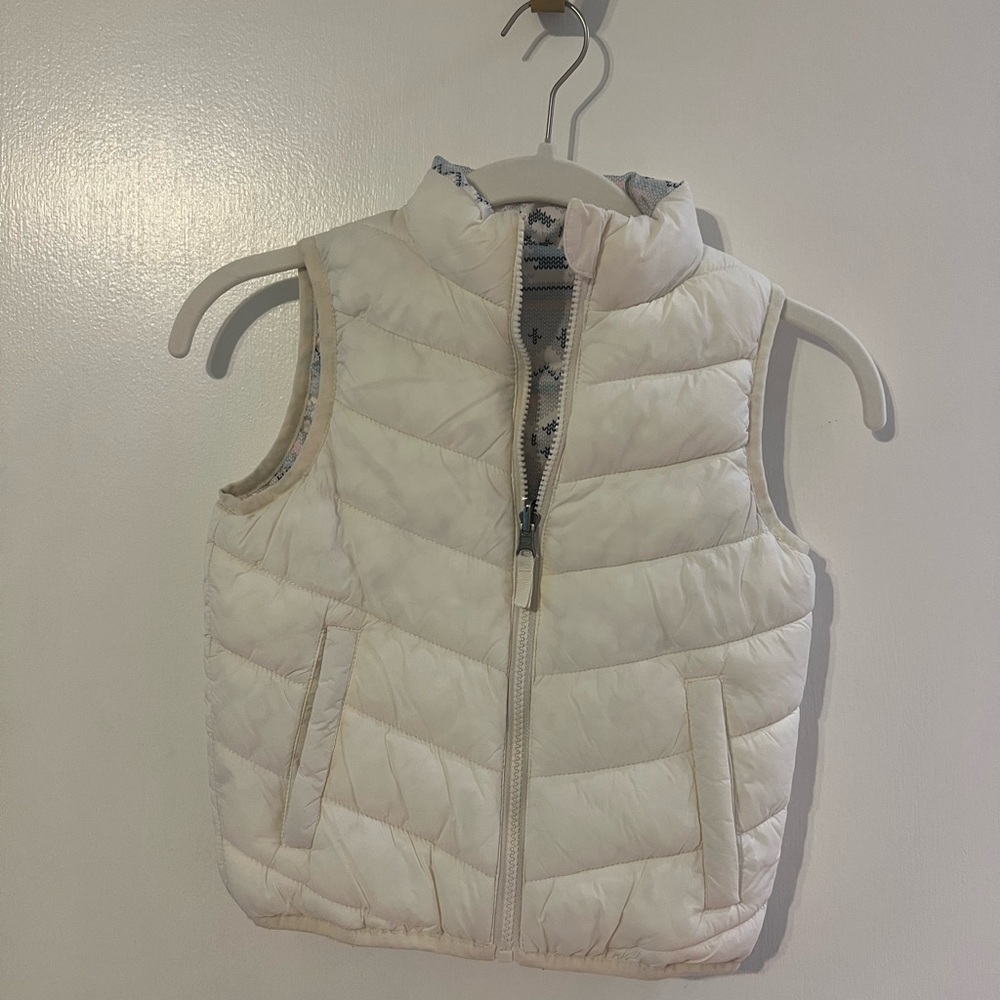 Kids Reversible White Puffer Vest